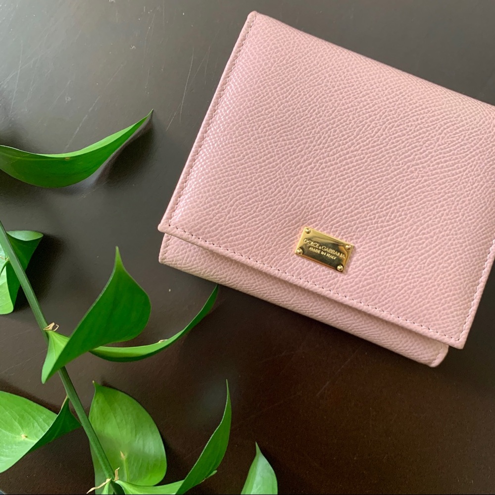 Dolce & Gabbana Blush pink trifold leather wallet